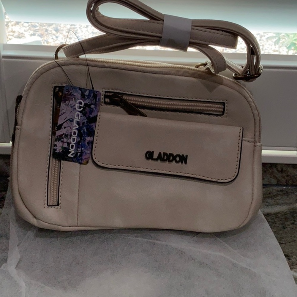 Cream Crossbody Bag with Adjustable Strap